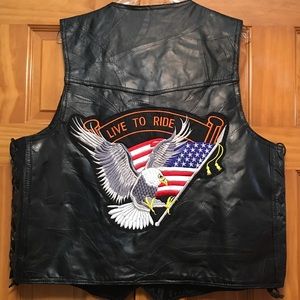Diamond Plate Buffalo Leather “Live to Ride” Vest